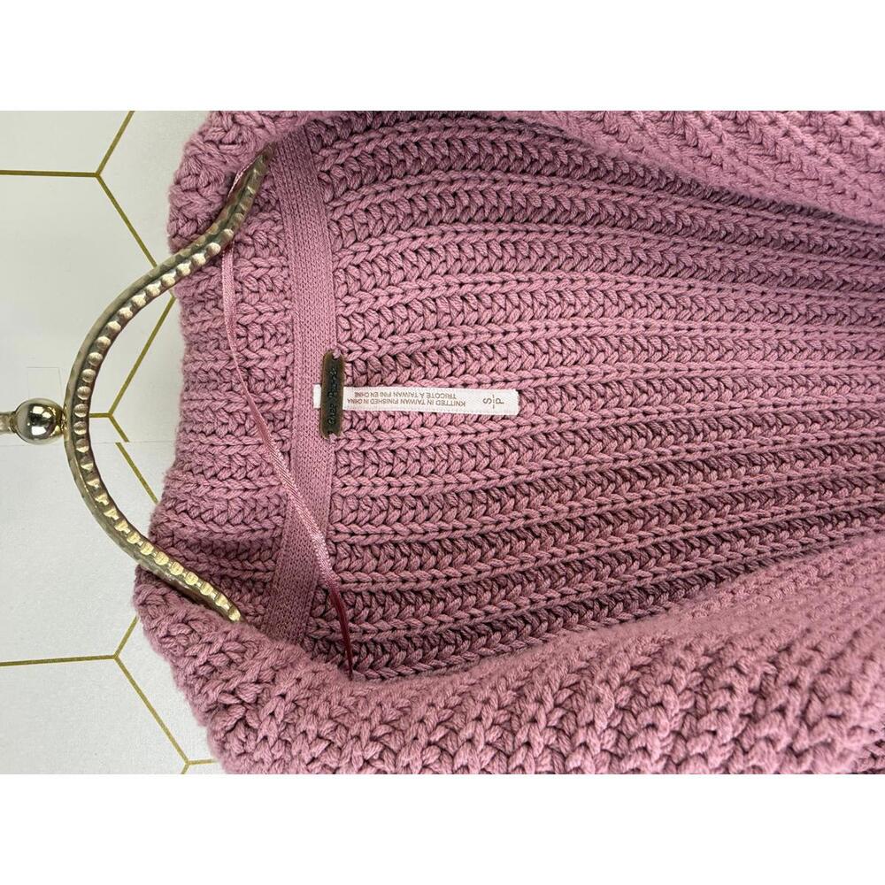 Free People Chunky Pink Heavy Knit Swim Too Deep Cardigan - Size - Small - Picture 7 of 8